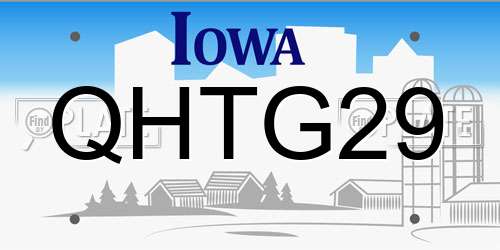 QHTG29 Iowa License Plate