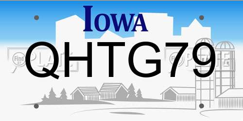 QHTG79 Iowa License Plate