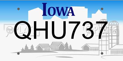 QHU737 Iowa License Plate