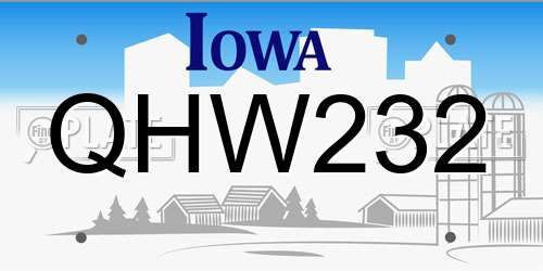 QHW232 Iowa License Plate