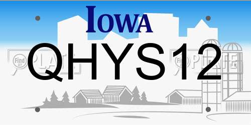QHYS12 Iowa License Plate