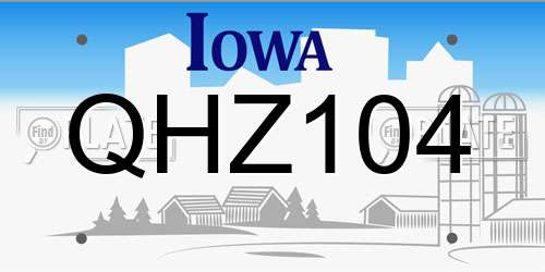 QHZ104 Iowa License Plate