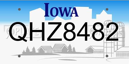 QHZ8482 Iowa License Plate