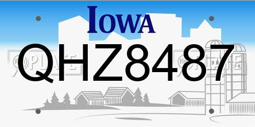 QHZ8487 Iowa License Plate