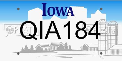 QIA184 Iowa License Plate
