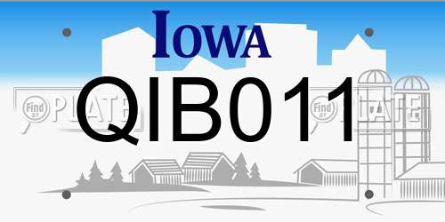 QIB011 Iowa License Plate