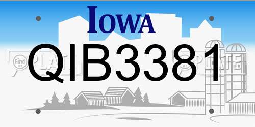 QIB3381 Iowa License Plate