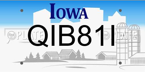 QIB81I Iowa License Plate