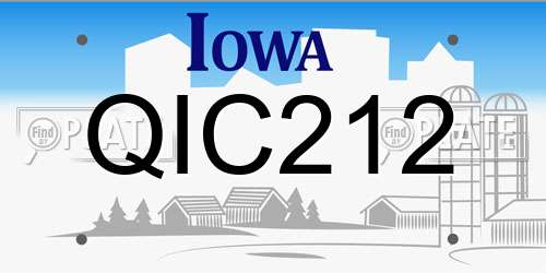 QIC212 Iowa License Plate