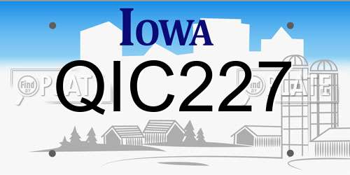 QIC227 Iowa License Plate
