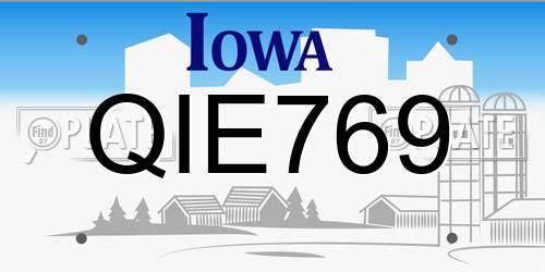 QIE769 Iowa License Plate