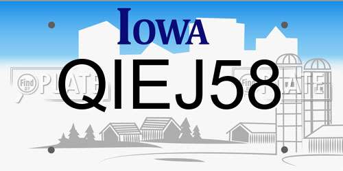 QIEJ58 Iowa License Plate