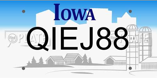 QIEJ88 Iowa License Plate