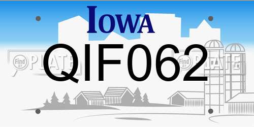 QIF062 Iowa License Plate