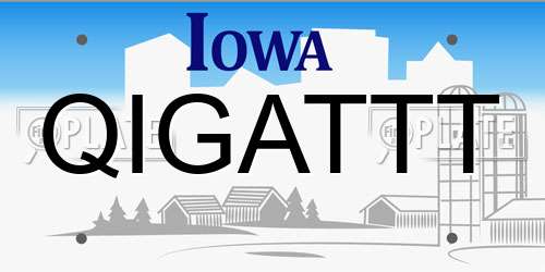 QIGATTT Iowa License Plate