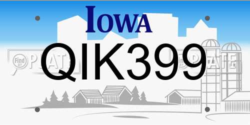 QIK399 Iowa License Plate
