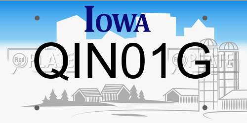QIN01G Iowa License Plate