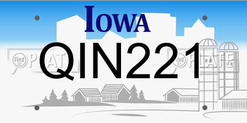 QIN221 Iowa License Plate