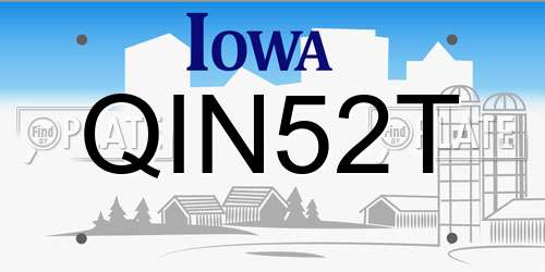 QIN52T Iowa License Plate