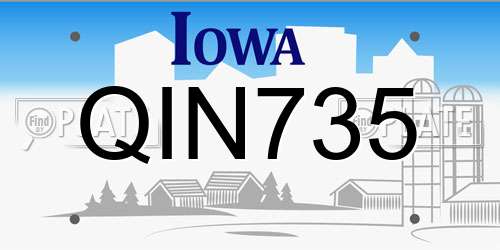 QIN735 Iowa License Plate