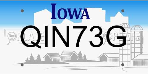 QIN73G Iowa License Plate