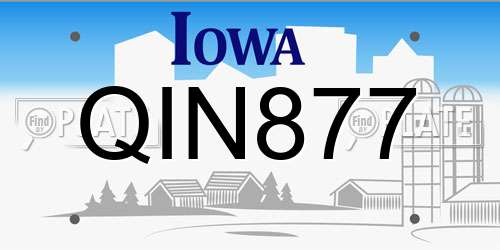 QIN877 Iowa License Plate