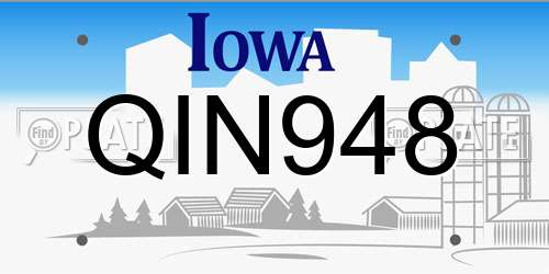 QIN948 Iowa License Plate