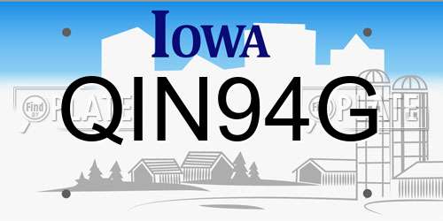 QIN94G Iowa License Plate