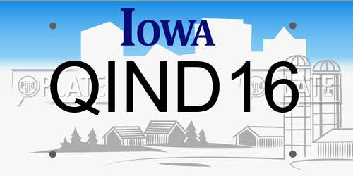 QIND16 Iowa License Plate