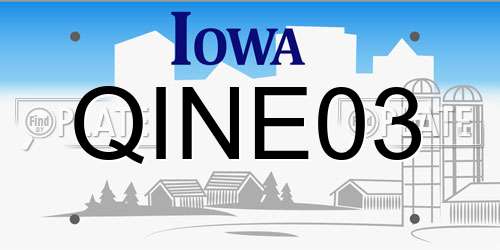 QINE03 Iowa License Plate