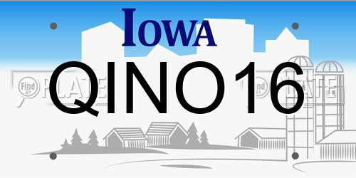 QINO16 Iowa License Plate