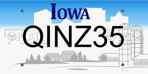 QINZ35 Iowa License Plate