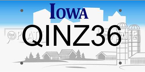 QINZ36 Iowa License Plate