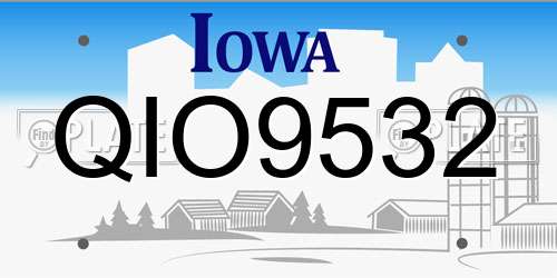 QIO9532 Iowa License Plate