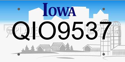 QIO9537 Iowa License Plate