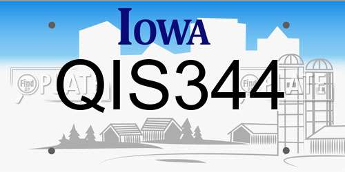 QIS344 Iowa License Plate