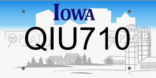 QIU710 Iowa License Plate