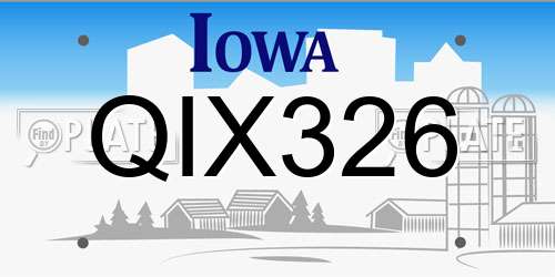 QIX326 Iowa License Plate
