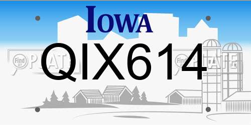 QIX614 Iowa License Plate