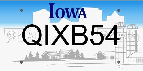 QIXB54 Iowa License Plate