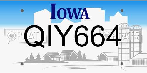 QIY664 Iowa License Plate