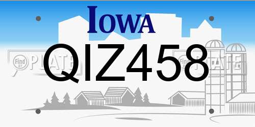 QIZ458 Iowa License Plate