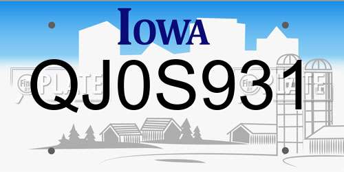 QJ0S931 Iowa License Plate