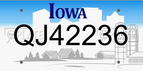 QJ42236 Iowa License Plate