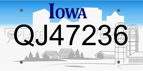 QJ47236 Iowa License Plate