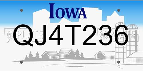 QJ4T236 Iowa License Plate