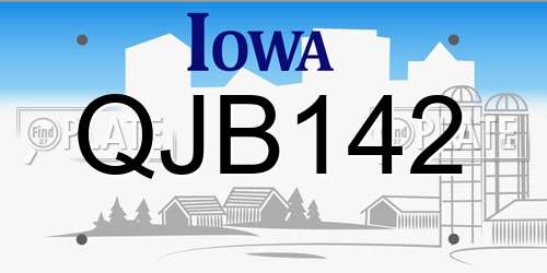 QJB142 Iowa License Plate