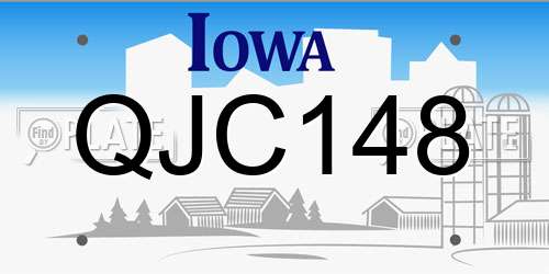 QJC148 Iowa License Plate