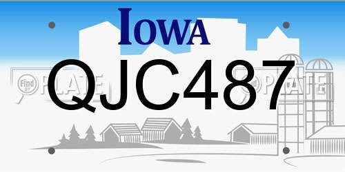 QJC487 Iowa License Plate
