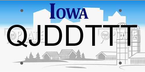 QJDDTTT Iowa License Plate